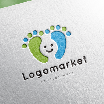 足と笑顔と健康のロゴ