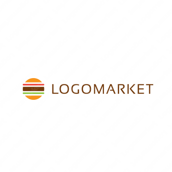 ハンバーガーとシンプルとカラフルのロゴ