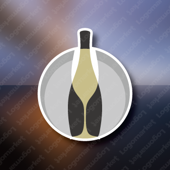 シャンパンとスパークリングとグラスのロゴ