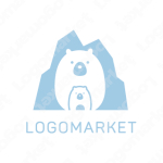 白熊と親子と動物のロゴ
