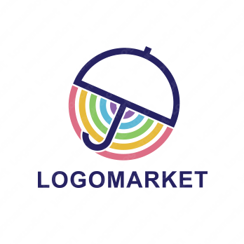 虹と傘と円のロゴ