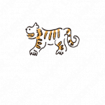虎と手書きとキャラクターのロゴ