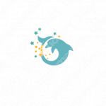 光と水滴とイルカのロゴ