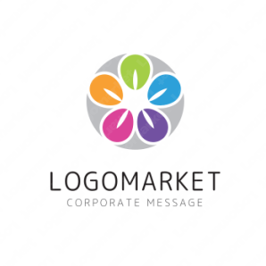 ロゴ作成デザインです Rad Flag Gallery虹色の花びらの集い花をイメージしたロゴマークです