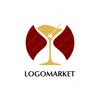 砂時計とグラスと酒のロゴ