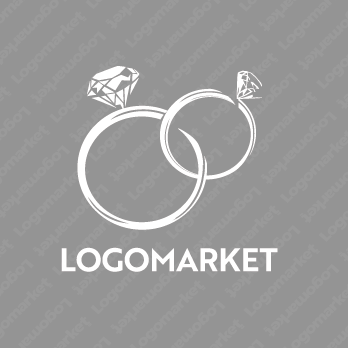 指輪と結婚とダイヤモンドのロゴ