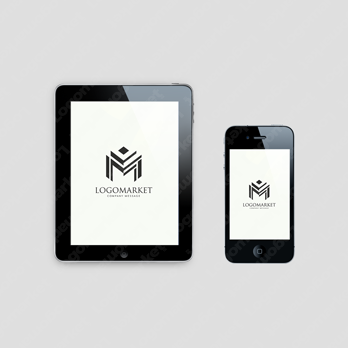 Mと高級感とビルのロゴ