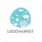 魚と珊瑚とスキューバーダイビングのロゴ