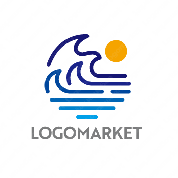 太陽と海と波のロゴ