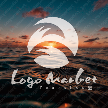 波と海面と自然のロゴ