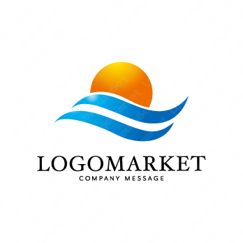 太陽と日の出と海のロゴ