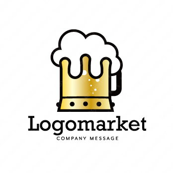 王冠とビールとユニークのロゴ