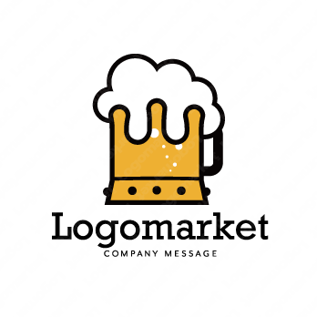 王冠とビールとユニークのロゴ