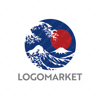 日本と伝統と波のロゴ