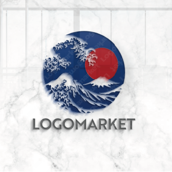 日本と伝統と波のロゴ