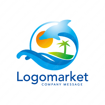 イルカと海と自由のロゴ