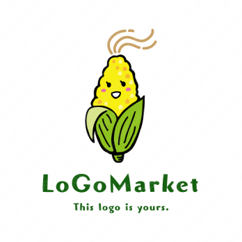 トウモロコシと野菜とキャラクターのロゴ