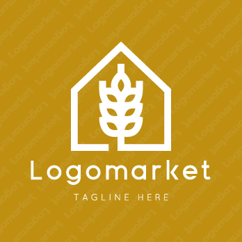 小麦と家と植物のロゴ