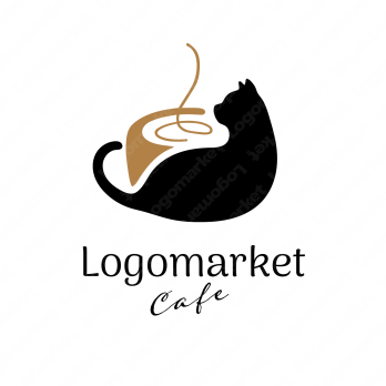 猫カフェとカフェと猫のロゴ