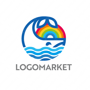 クジラと虹と海のロゴ