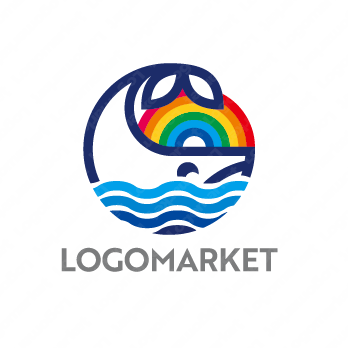 クジラと虹と海のロゴ