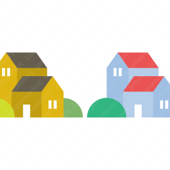 家と調和と緑のロゴ
