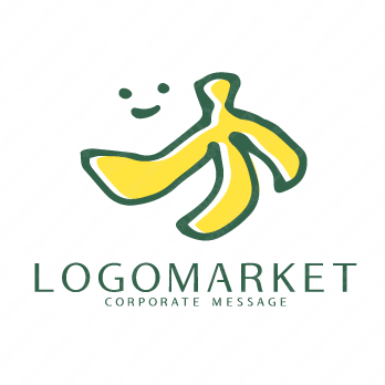 バナナと果物と手書きのロゴ