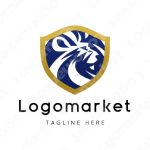ライオンと盾とエンブレムのロゴ