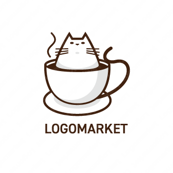 カフェと喫茶と猫のロゴ