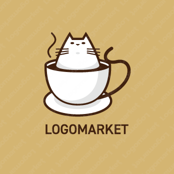 カフェと喫茶と猫のロゴ