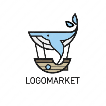 飛行船と空と海のロゴ