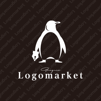 ペンギンと万年筆と動物のロゴ