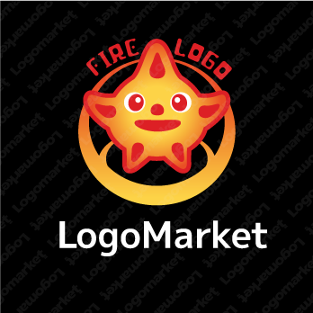 火と星とキャラクターのロゴ
