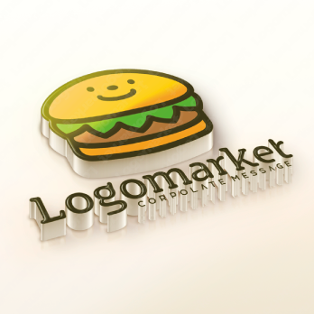 ハンバーガーと食とキャラクターのロゴ