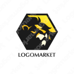 獅子と六角形とエンブレムのロゴ