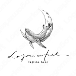 鯨と三日月と輪のロゴ