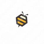 六角型と蜂とシンプルのロゴ