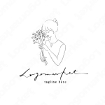 フラワーリストと花束と女性のロゴ