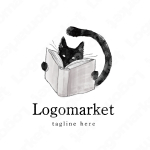 猫と手書きと本のロゴ