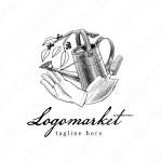 ガーデニングと手書きと手袋のロゴ