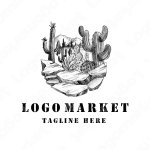 手書きとサボテンとアメリカのロゴ