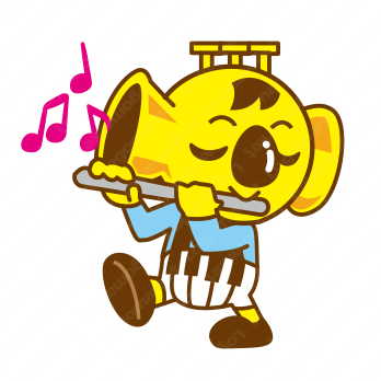 コアラとトランペットと音楽のロゴ
