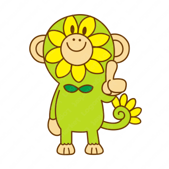 ひまわりと猿と花のロゴ