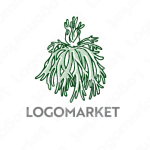 ビカクシダとシダと植物のロゴ