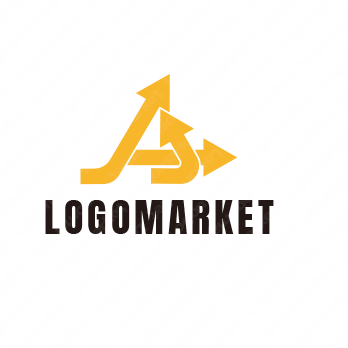 Aと矢印と方向性のロゴ