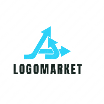 Aと矢印と方向性のロゴ