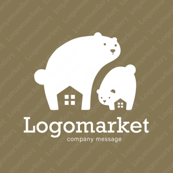 熊と家と親子のロゴ
