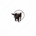 前進と動物と牛のロゴ