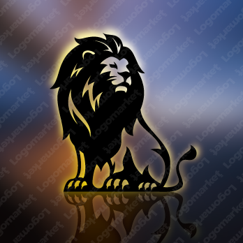 獅子とライオンと座るのロゴ