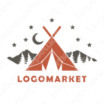 テントとキャンプとアウトドアのロゴ